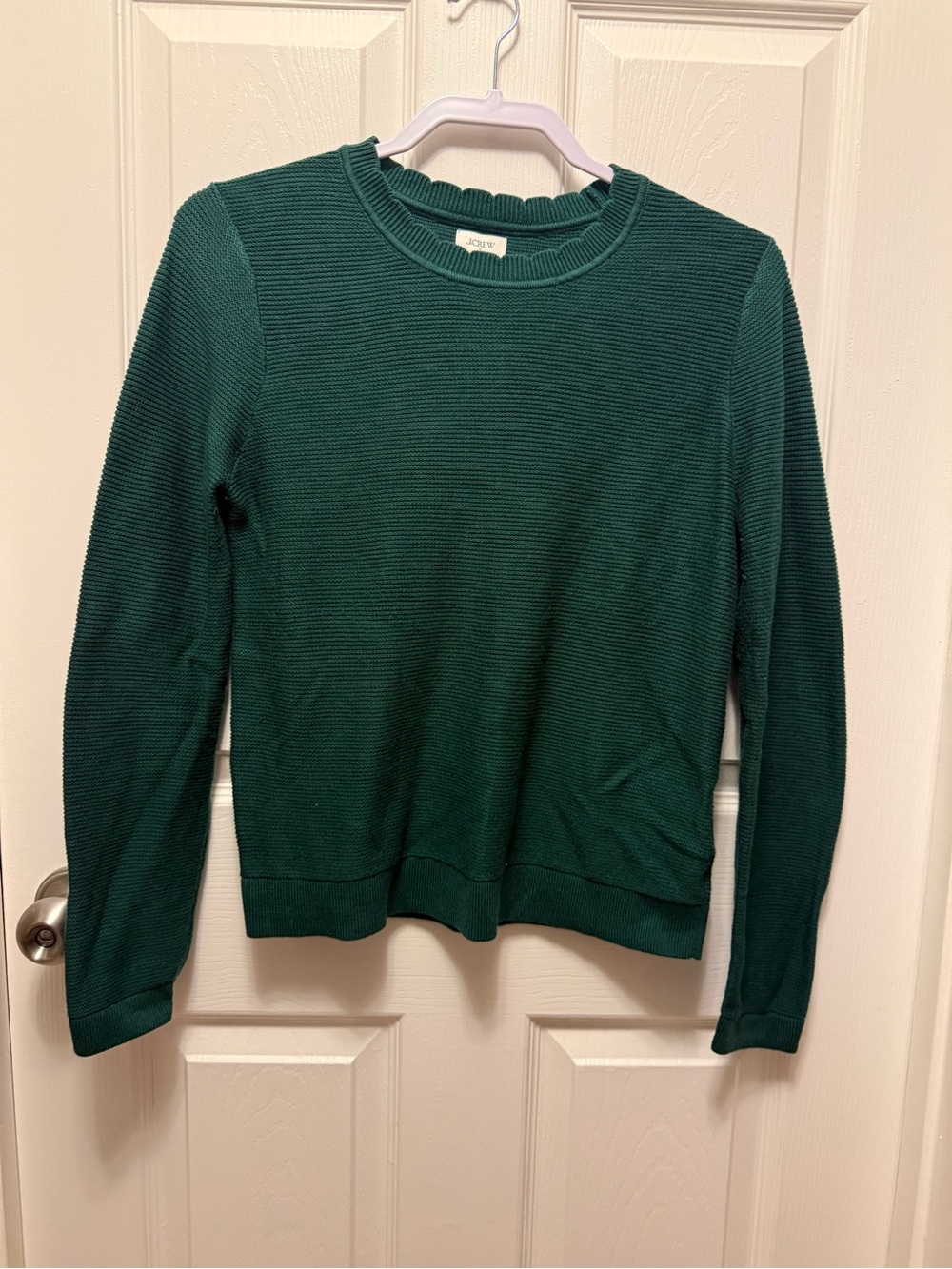 J. Crew Forest Green Ribbed Crewneck Sweater